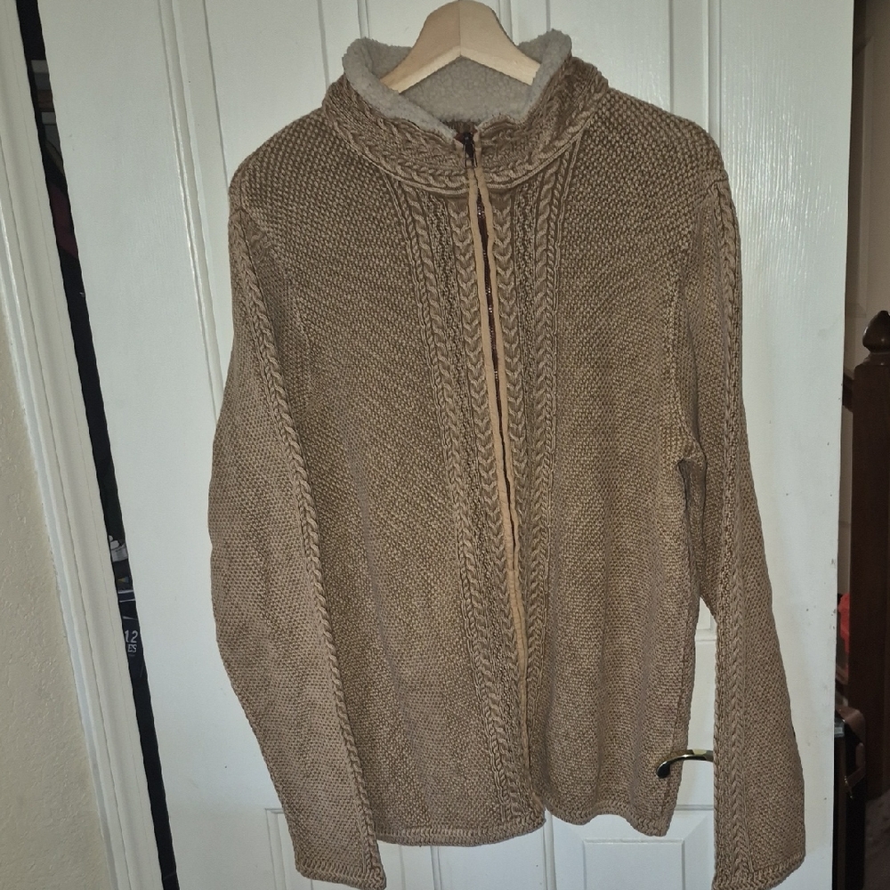 Carbon2Cobalt Tan men's Cable Knit Size Large
